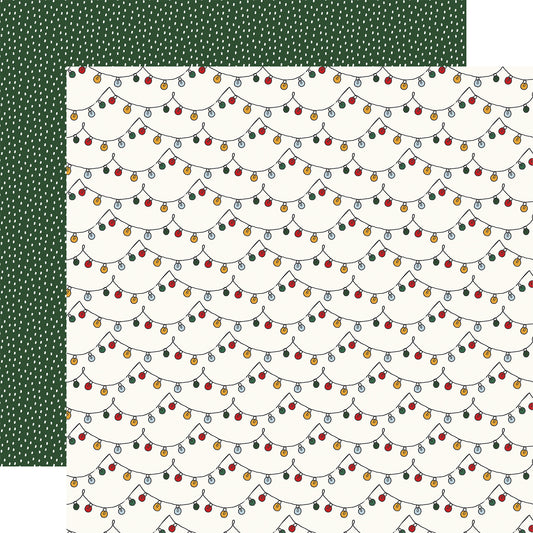 Echo Park - Mouse And Me Christmas Collection - 12 x 12 Double Sided Paper - Strings Of Lignts