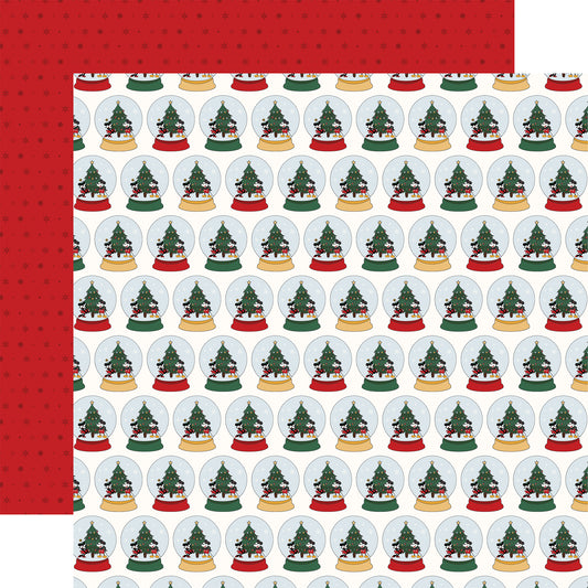 Echo Park - Mouse And Me Christmas Collection - 12 x 12 Double Sided Paper - Mouse And Me Snowglobes