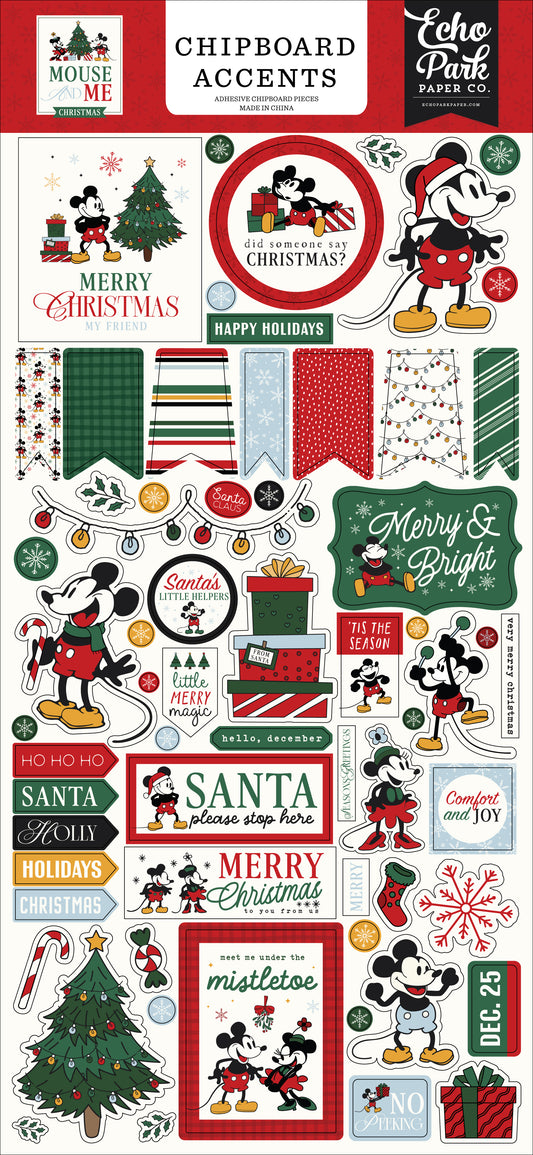 Carta Bella Paper - Mouse And Me Christmas Collection - 6 x 13 Chipboard Accents