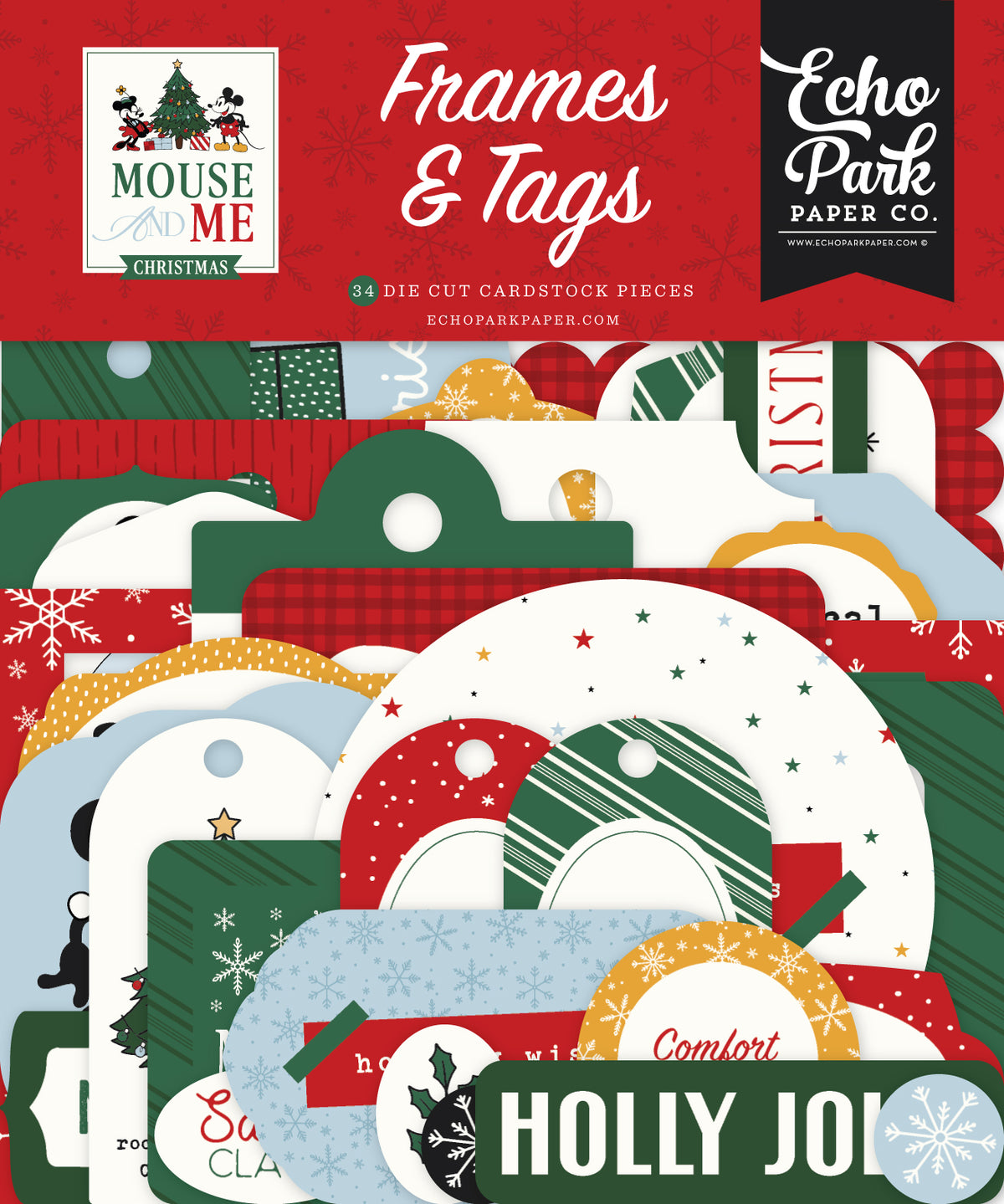 Echo Park - Mouse And Me Christmas Collection - Ephemera - Frames And Tags
