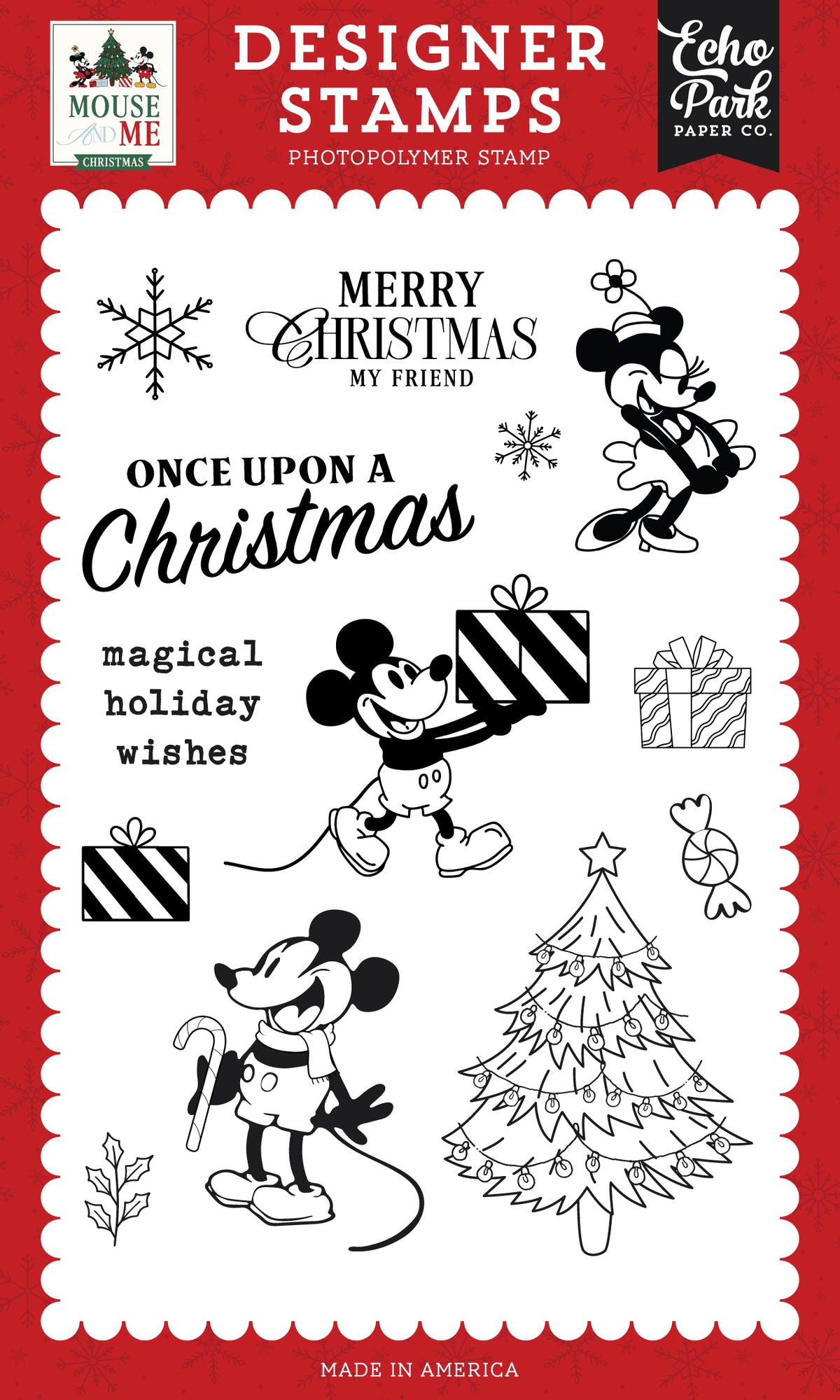 Echo Park - Mouse And Me Christmas Collection - Clear Photopolymer Stamps - Once Upon A Christmas