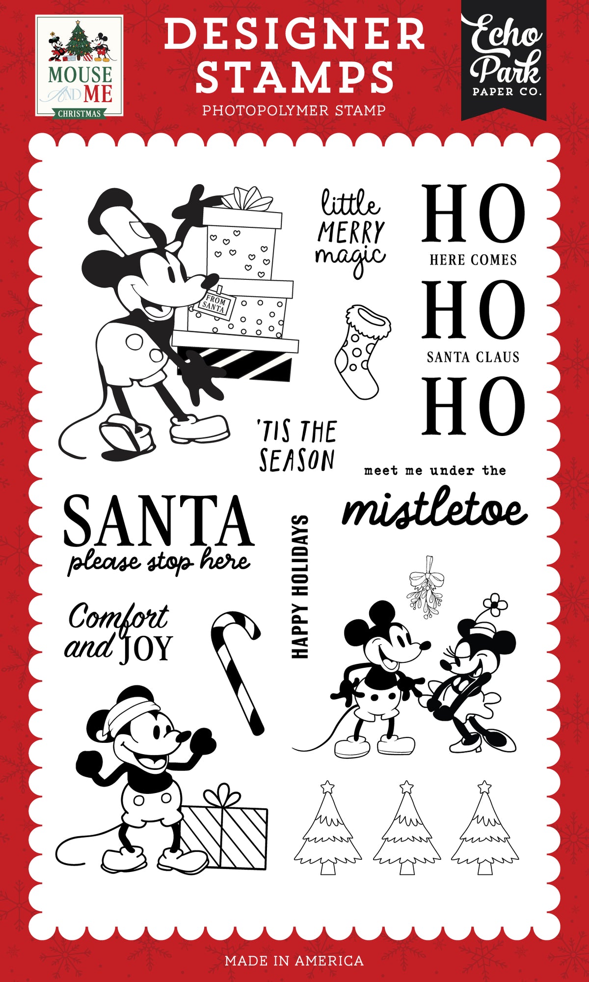 Echo Park - Mouse And Me Christmas Collection - Clear Photopolymer Stamps - Little Merry Magic