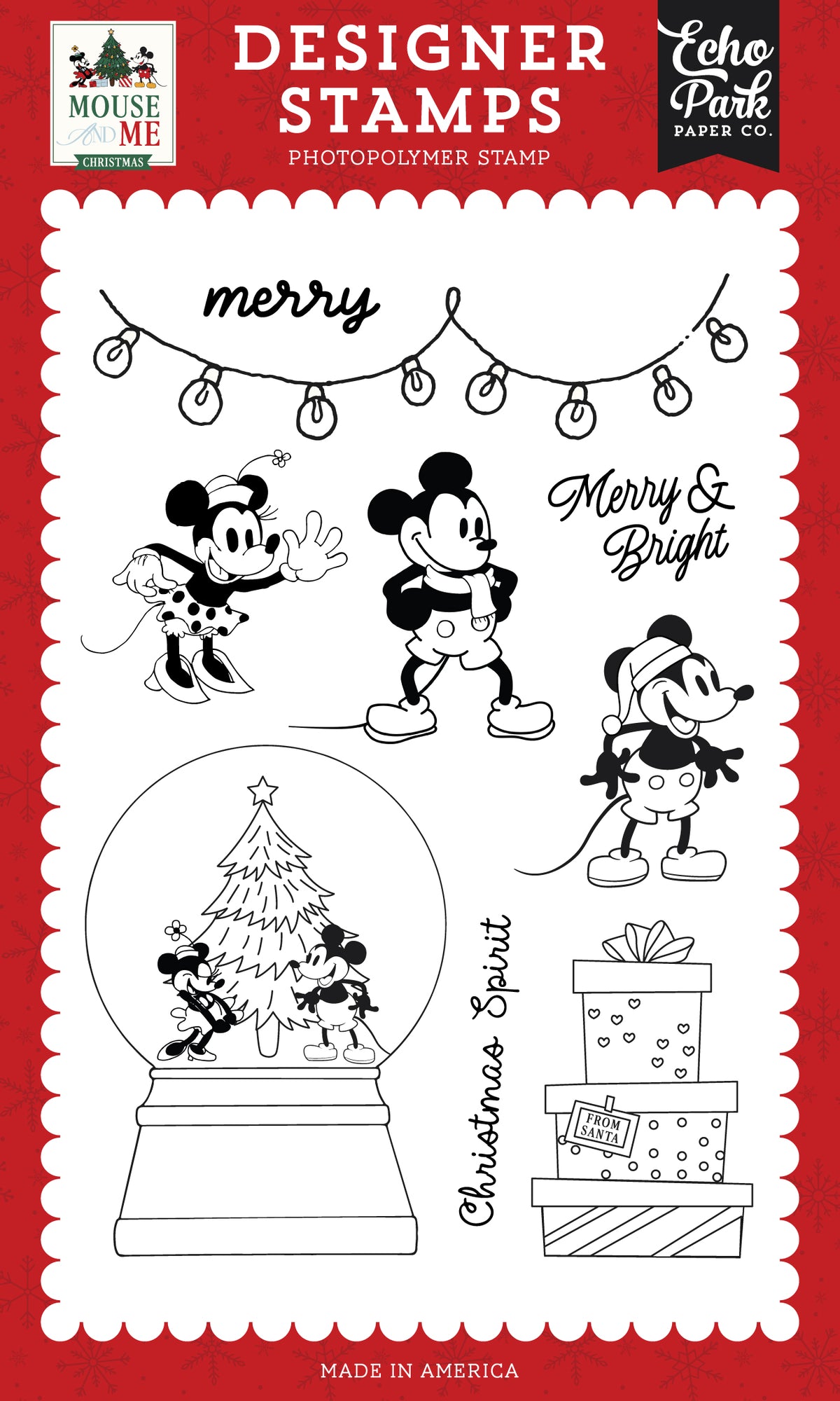 Echo Park - Mouse And Me Christmas Collection - Clear Photopolymer Stamps - Christmas Spirit