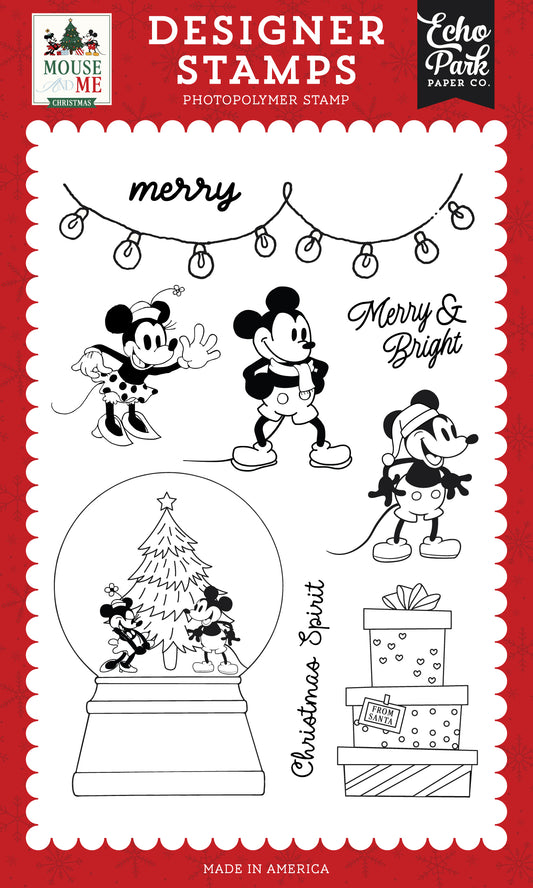 Echo Park - Mouse And Me Christmas Collection - Clear Photopolymer Stamps - Christmas Spirit