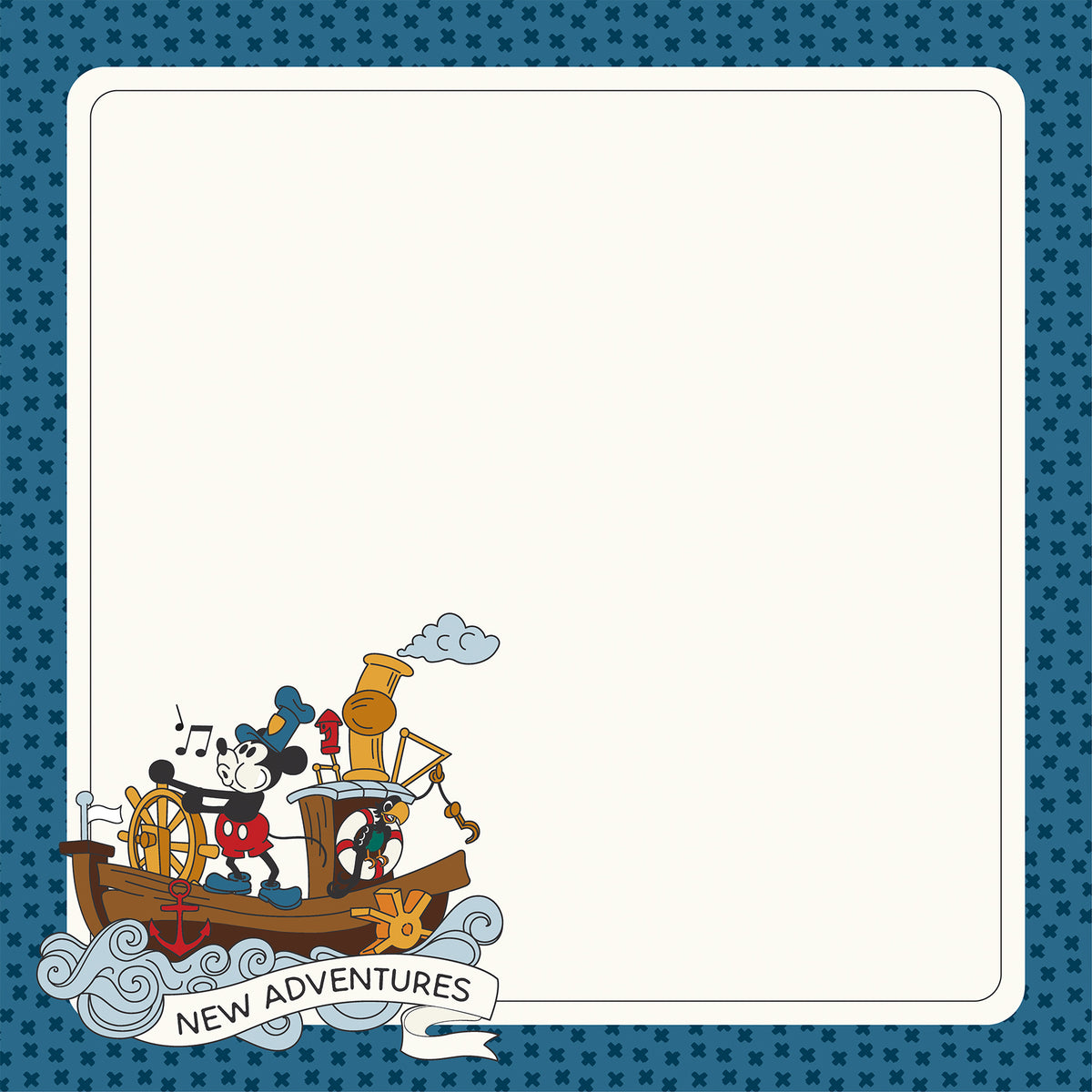 Echo Park - Mouse And Me Page Frames Collection - 12 x 12  Double Sided Paper - Sailing Mouse Page Frame