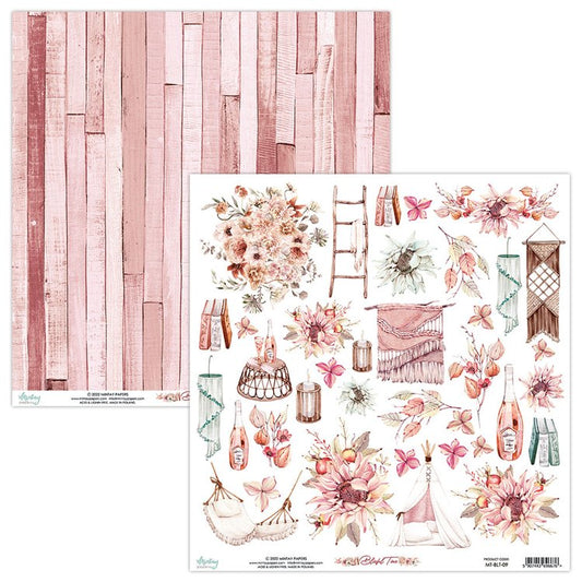 Mintay Papers - Blissful Time Collection - 12 x 12 Double Sided Paper - Sheet 09 - Elements