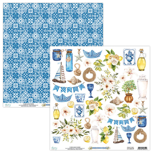 Mintay Papers - Mediterranean Heaven Collection - 12 x 12 Double Sided Paper - Sheet 09 Elements