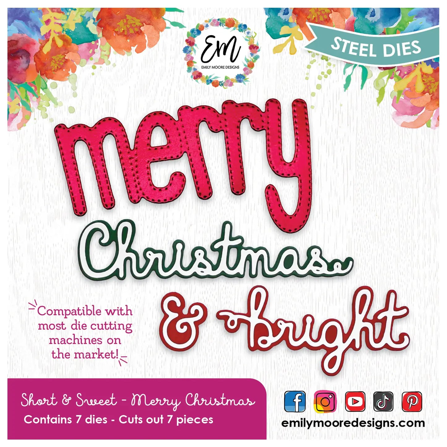 Emily Moore Designs - Dies - Merry Christmas Word - Short and Sweet