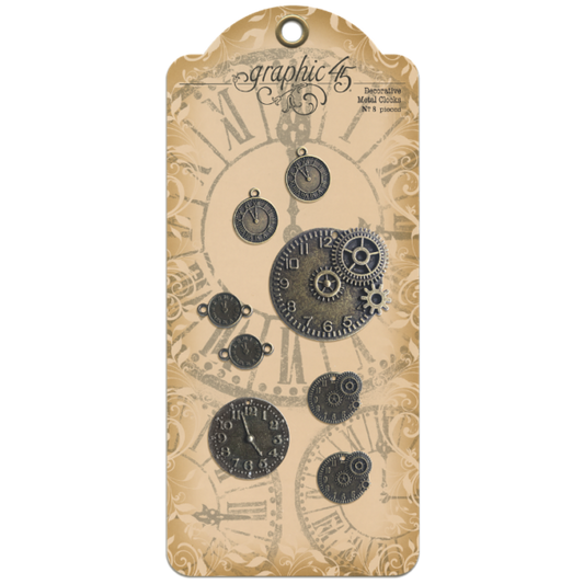 Graphic 45 - Staples Embellishments Collection - Decorative Metal Clocks