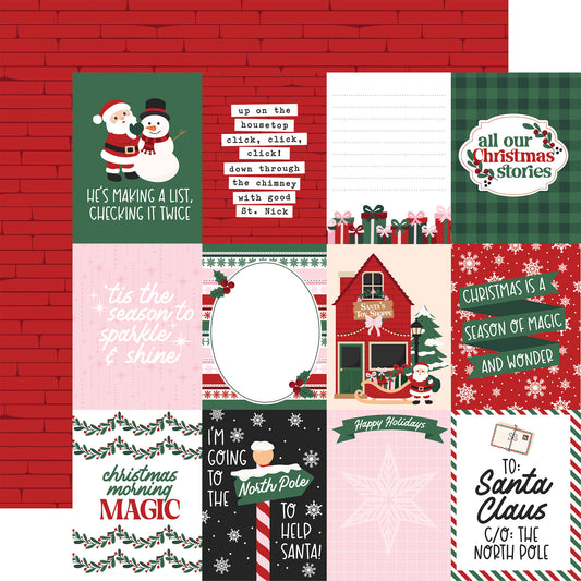 Echo Park -North Pole Christmas Collection - 12 x 12 Double Sided Paper - 3x4 Journaling Cards