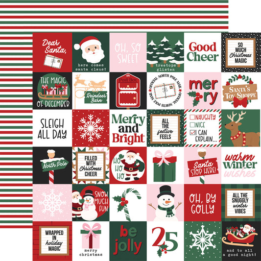 Echo Park -North Pole Christmas Collection - 12 x 12 Double Sided Paper - 2x2 Journaling Cards