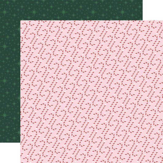 Echo Park -North Pole Christmas Collection - 12 x 12 Double Sided Paper - Sweet Candy Canes
