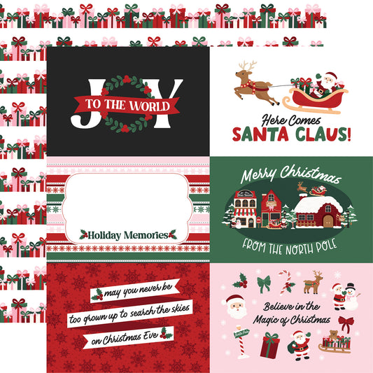 Echo Park -North Pole Christmas Collection - 12 x 12 Double Sided Paper - 6x4 Journaling Cards
