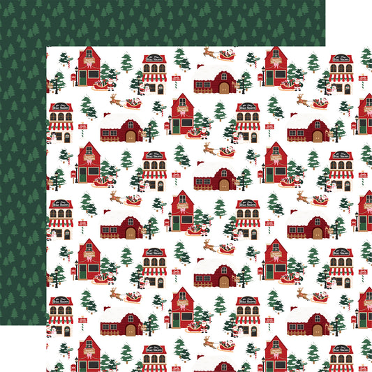Echo Park -North Pole Christmas Collection - 12 x 12 Double Sided Paper - Santa's Shoppes