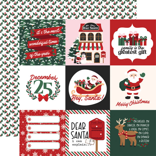 Echo Park -North Pole Christmas Collection - 12 x 12 Double Sided Paper - 4x4 Journaling Cards