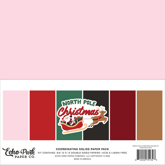 Echo Park -North Pole Christmas Collection - 12 x 12 Solids Kit