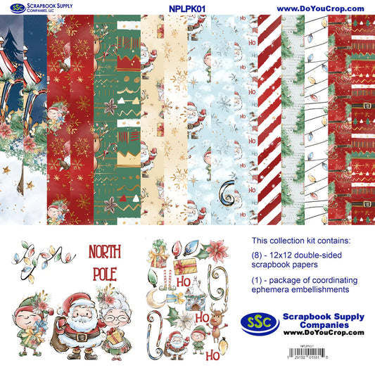 North Pole 12 x 12 Scrapbook Paper & Embellishment Kit