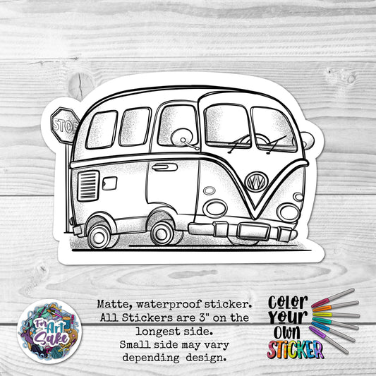 For Art Sake Stickers -  3" Sticker -CYO - Hippie Van