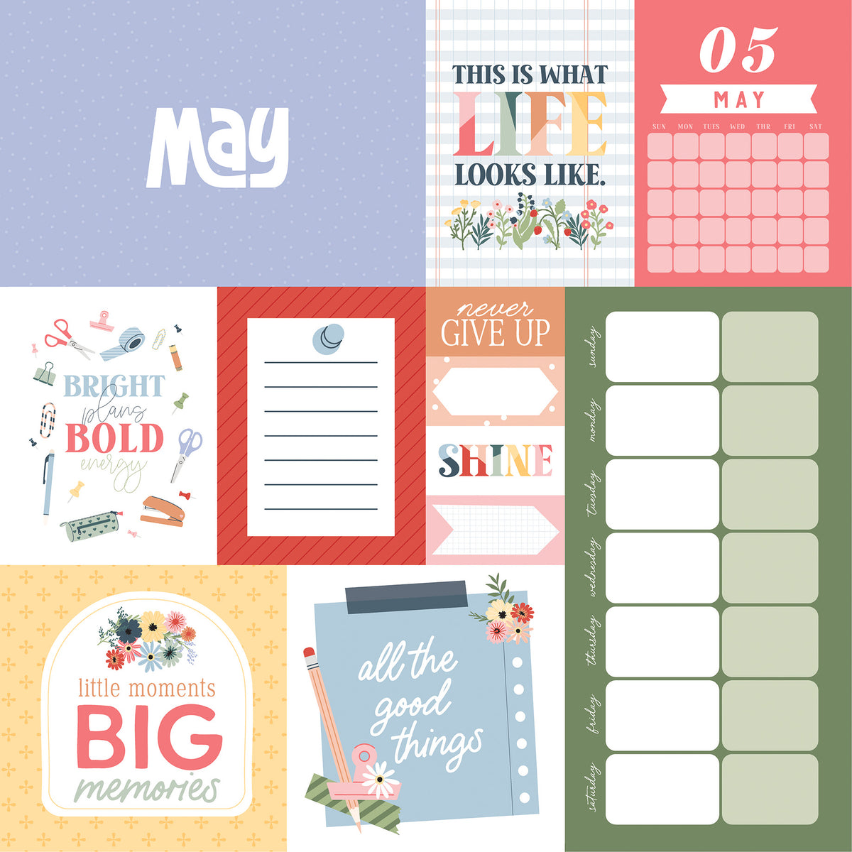 Echo Park - One Day At A Time Collection - 12 x 12 Double-Sided Paper - May