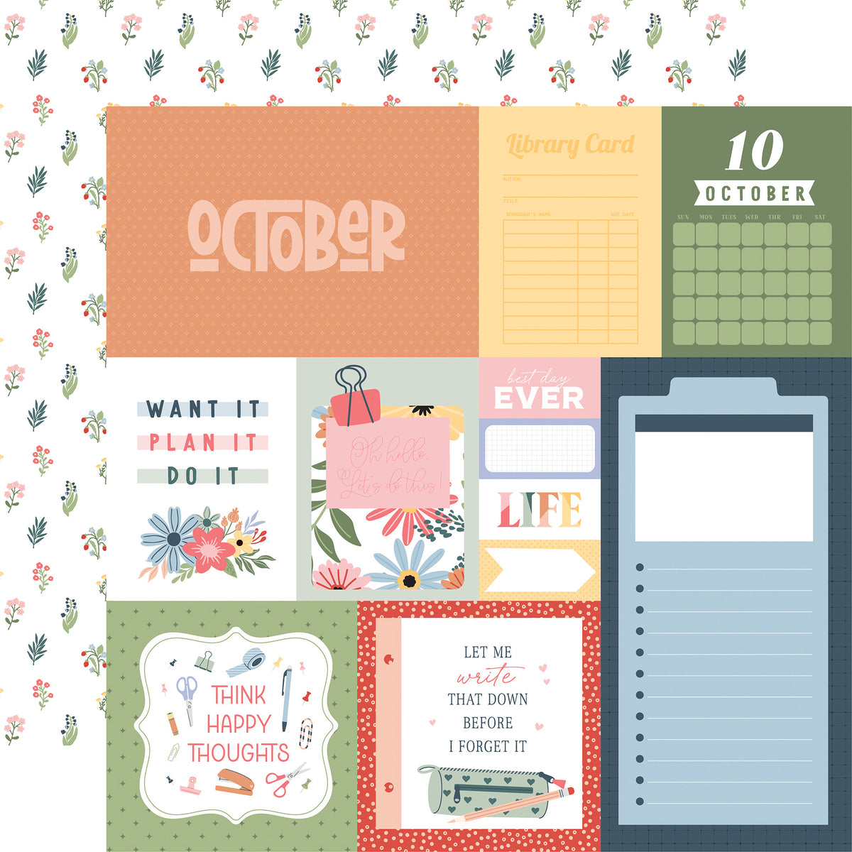 Echo Park - One Day At A Time Collection - 12 x 12 Double-Sided Paper - October