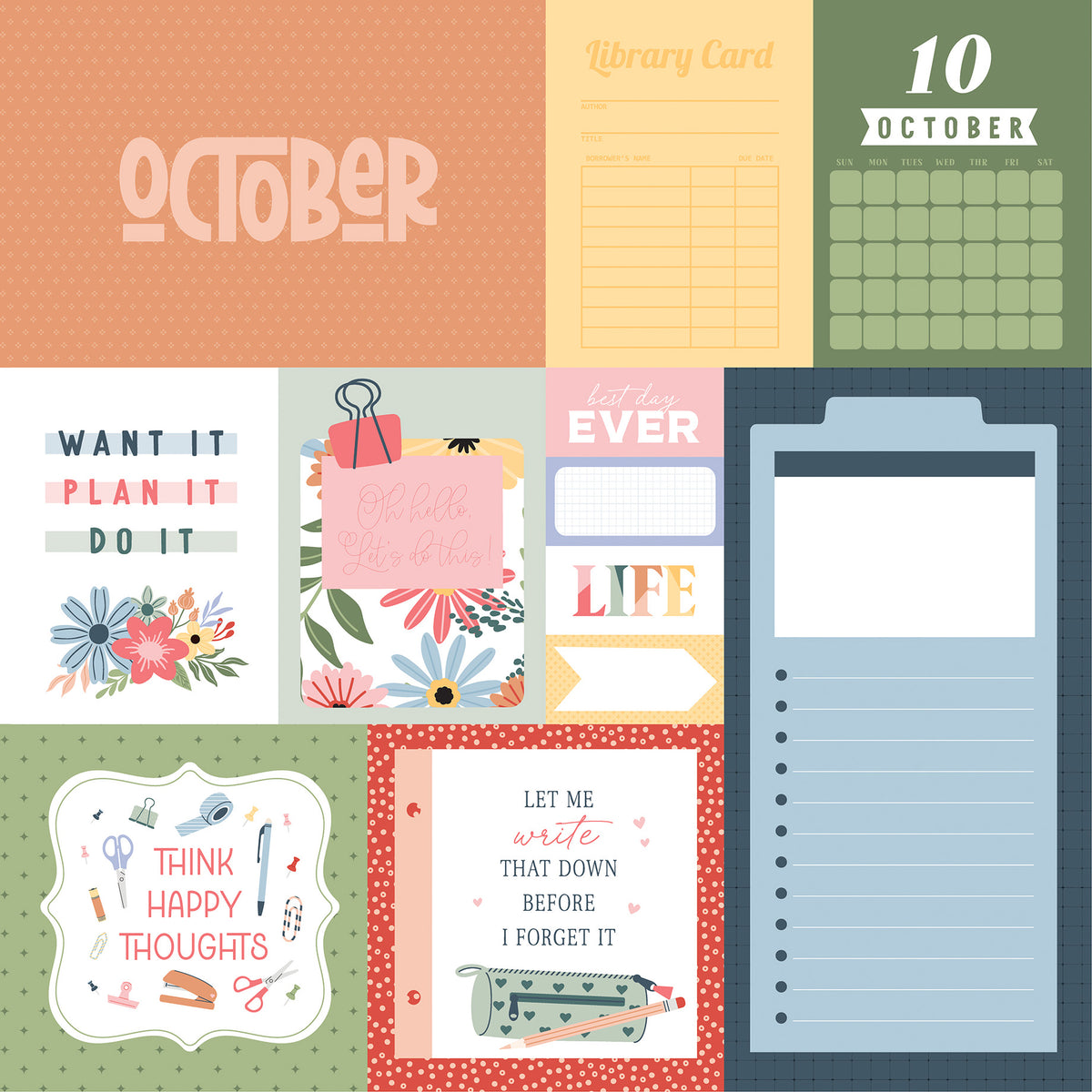 Echo Park - One Day At A Time Collection - 12 x 12 Double-Sided Paper - October