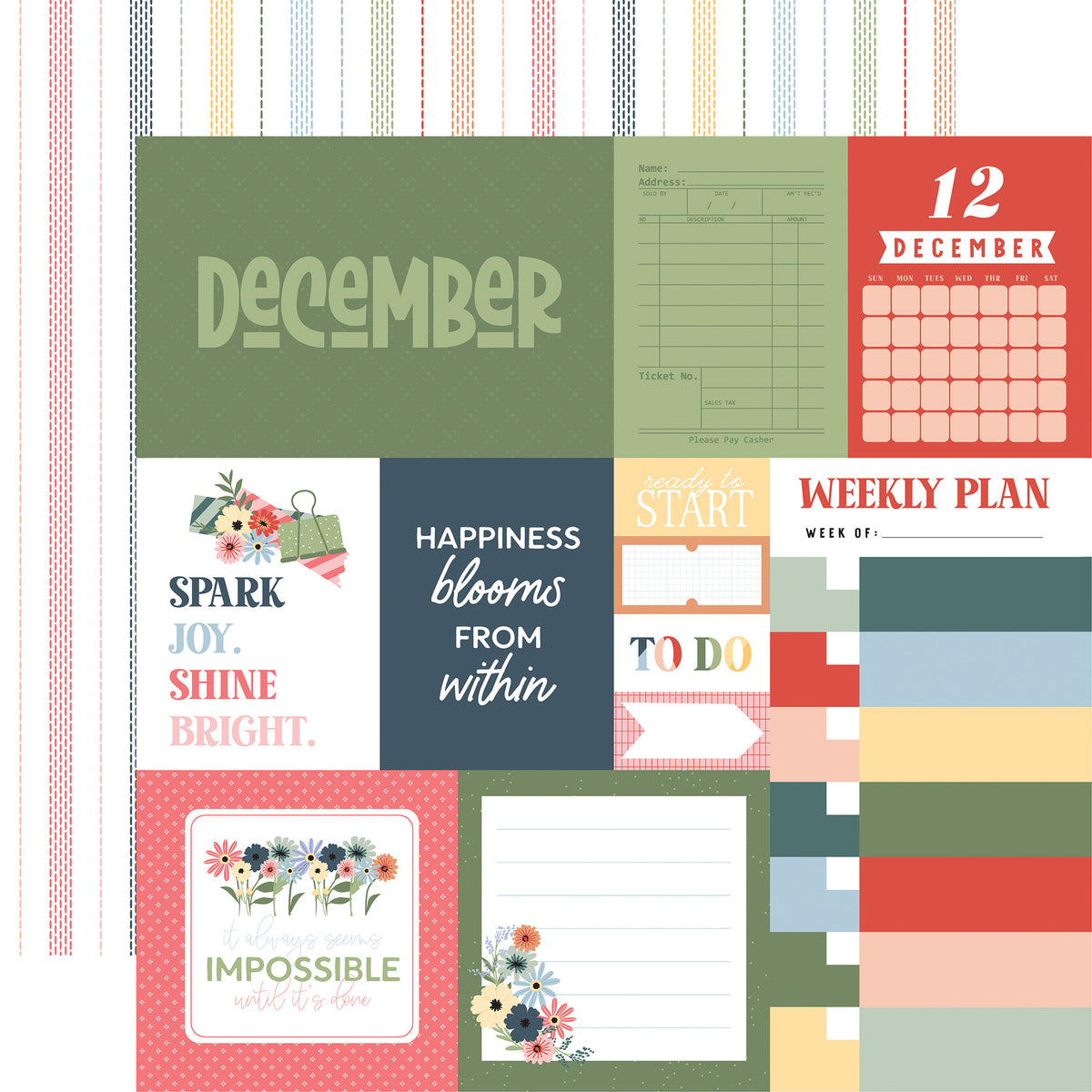Echo Park - One Day At A Time Collection - 12 x 12 Double-Sided Paper - December