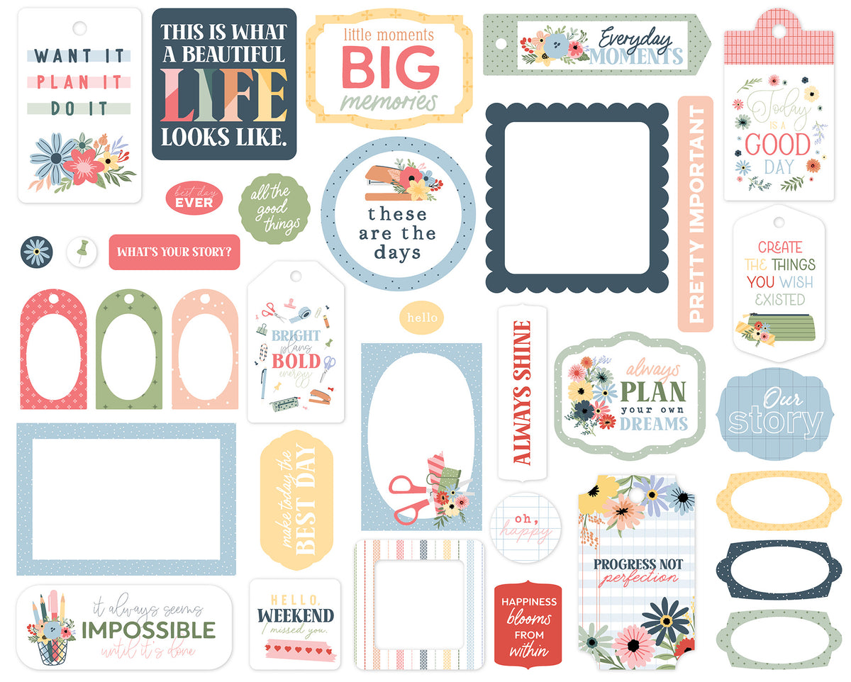 Echo Park - One Day At A Time Collection - Ephemera - Frames And Tags