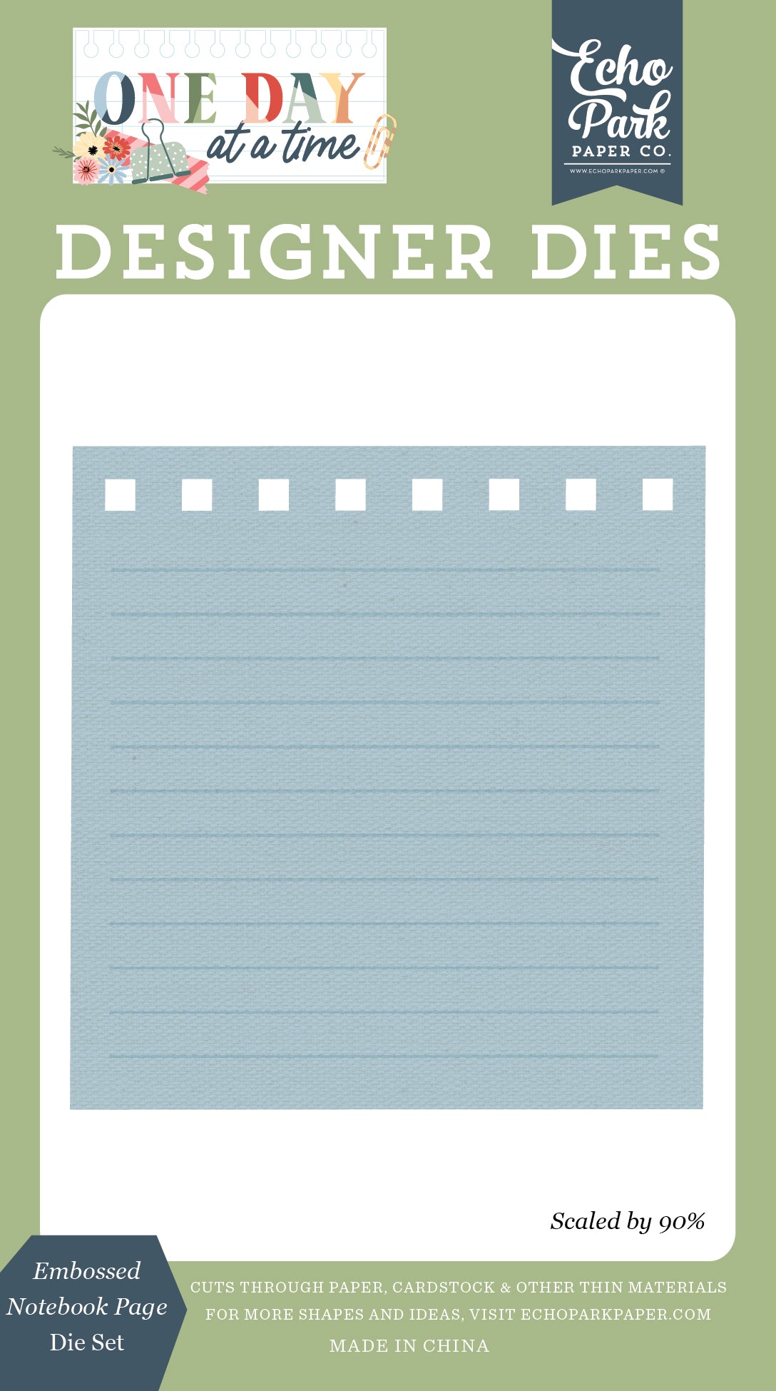 Echo Park - One Day At A Time Collection - Designer Dies - Embossed Notebook Page
