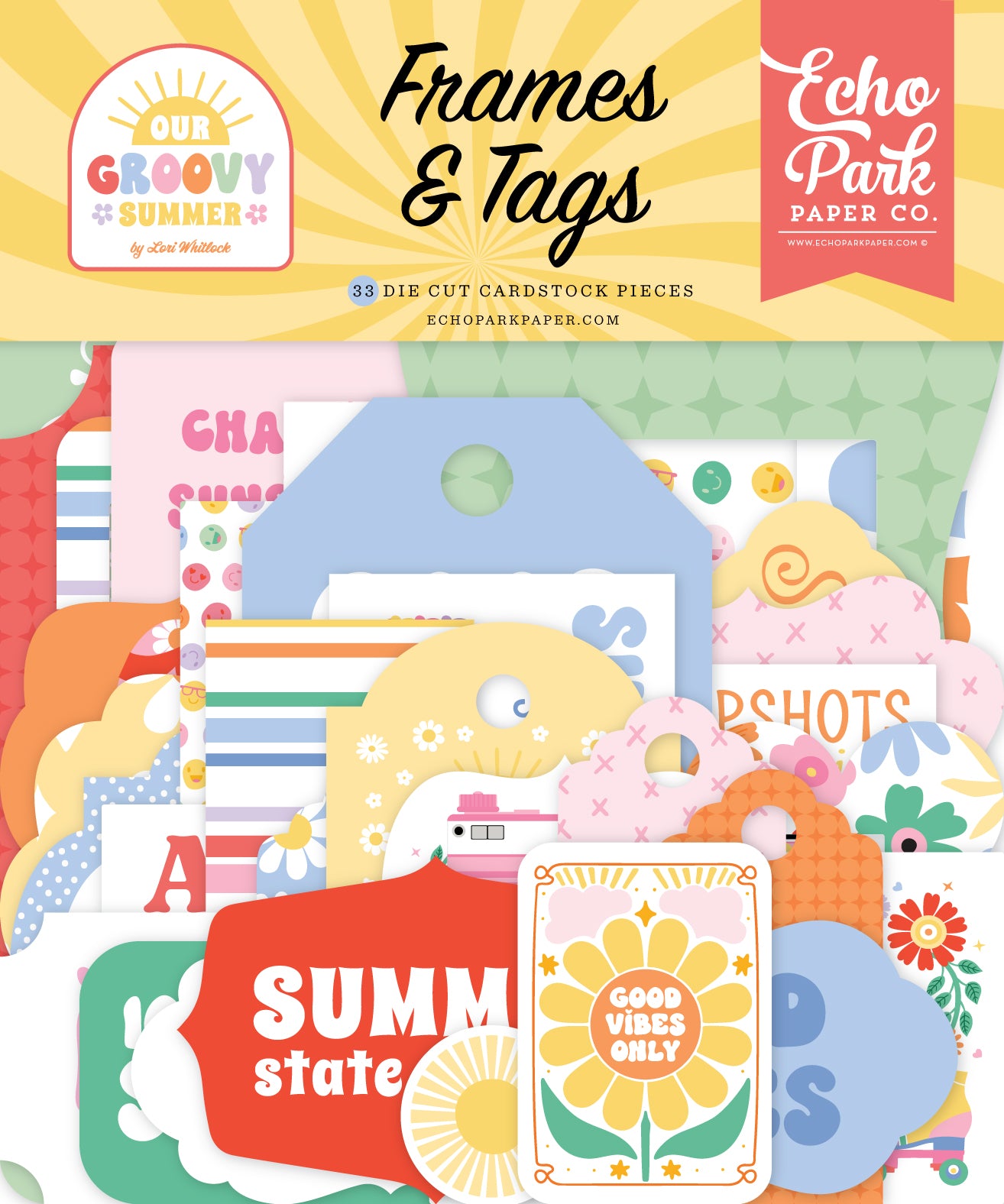 Echo Park - Our Groovy Summer Collection - Ephemera - Frames And Tags