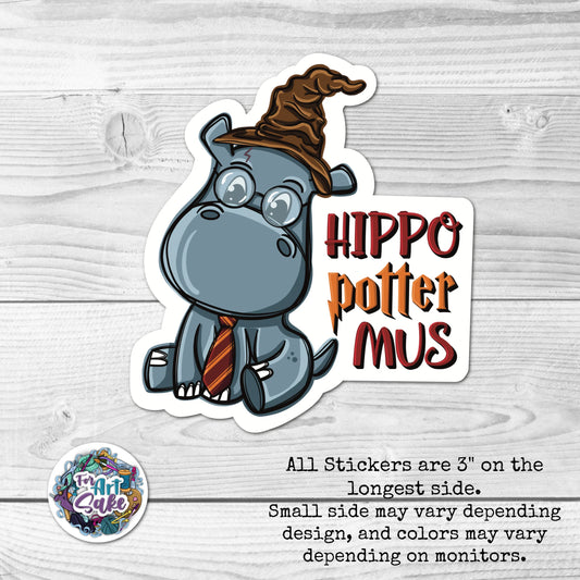 For Art Sake Stickers -  Wizard Pun Series- Hippo-Potter-Mus 3" Sticker