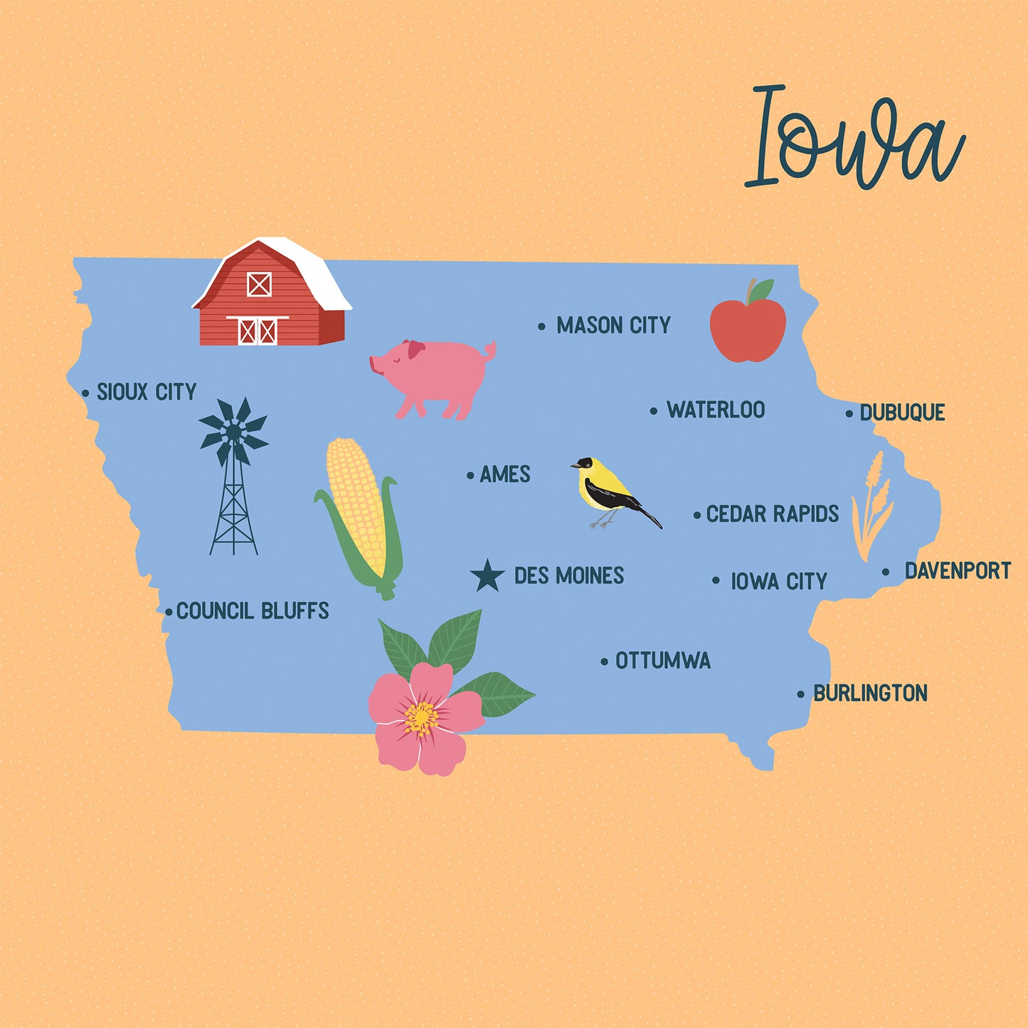 Echo Park - Our United States Collection - 12 x 12 Double Sided Paper - Iowa