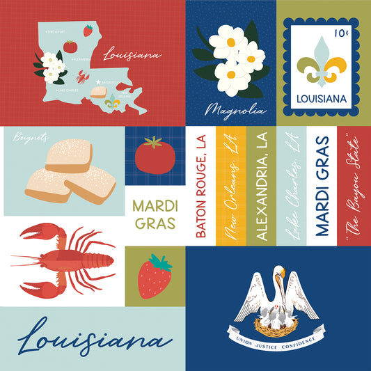 Echo Park - Our United States Collection - 12 x 12 Double Sided Paper - Louisiana