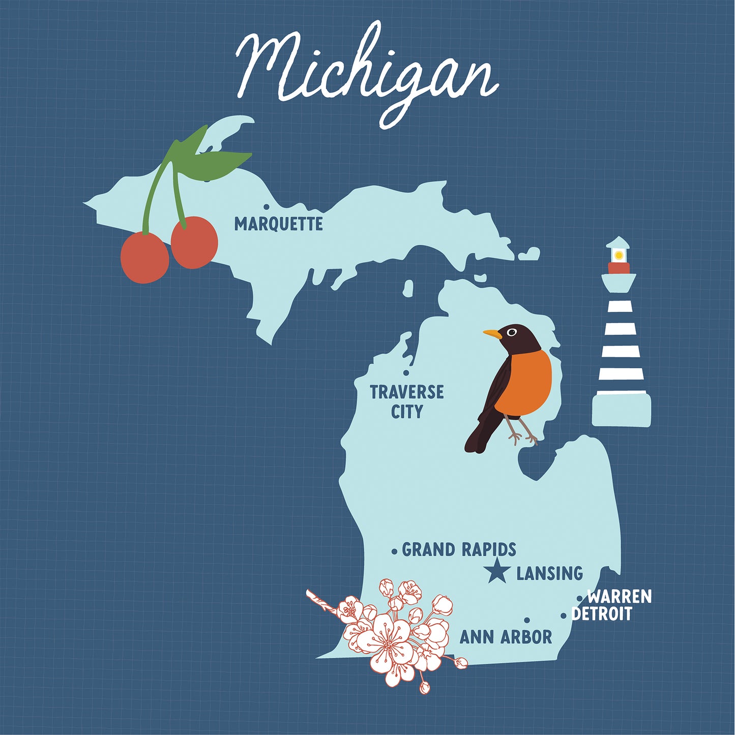 Echo Park - Our United States Collection - 12 x 12 Double Sided Paper - Michigan