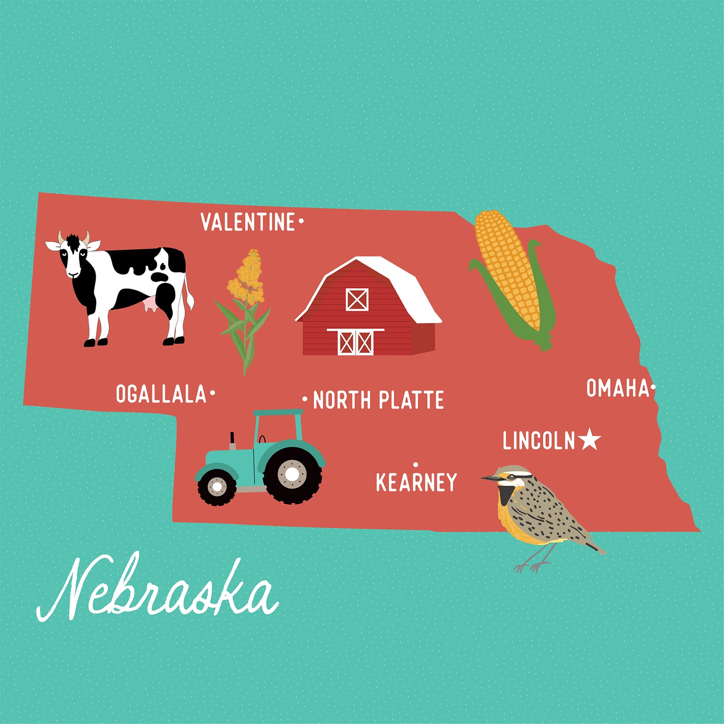 Echo Park - Our United States Collection - 12 x 12 Double Sided Paper - Nebraska