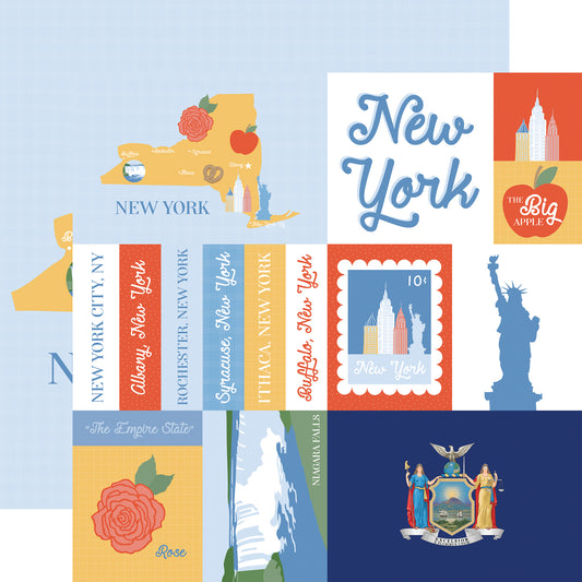 Echo Park - Our United States Collection - 12 x 12 Double Sided Paper - New York