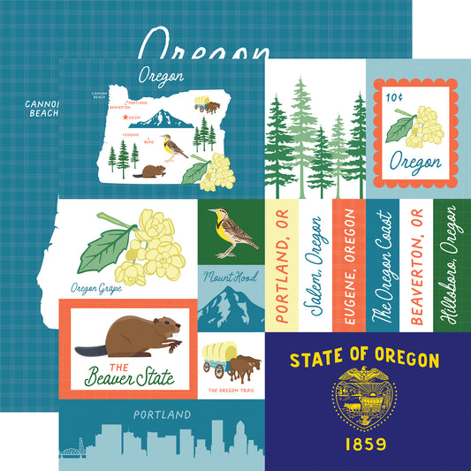 Echo Park - Our United States Collection - 12 x 12 Double Sided Paper - Oregon