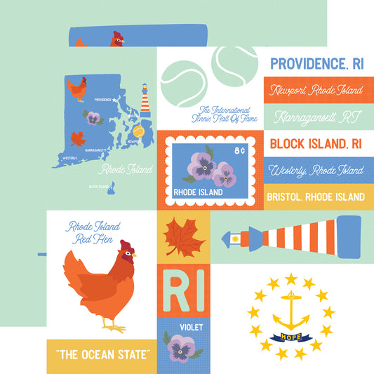 Echo Park - Our United States Collection - 12 x 12 Double Sided Paper - Rhode Island