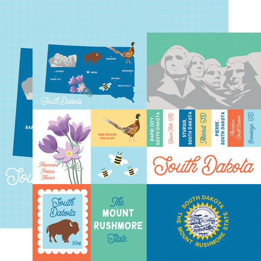 Echo Park - Our United States Collection - 12 x 12 Double Sided Paper - South Dakota