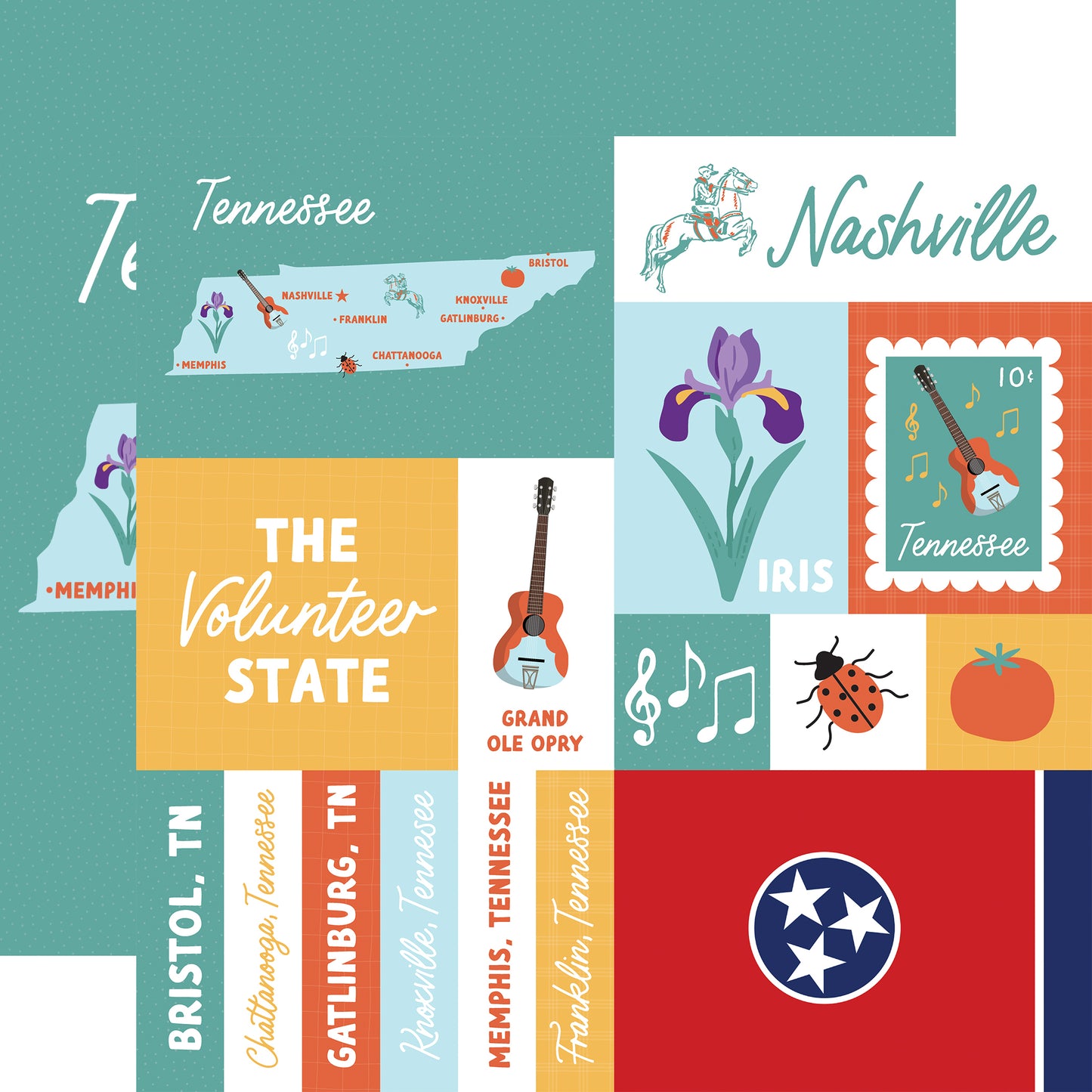 Echo Park - Our United States Collection - 12 x 12 Double Sided Paper - Tennessee
