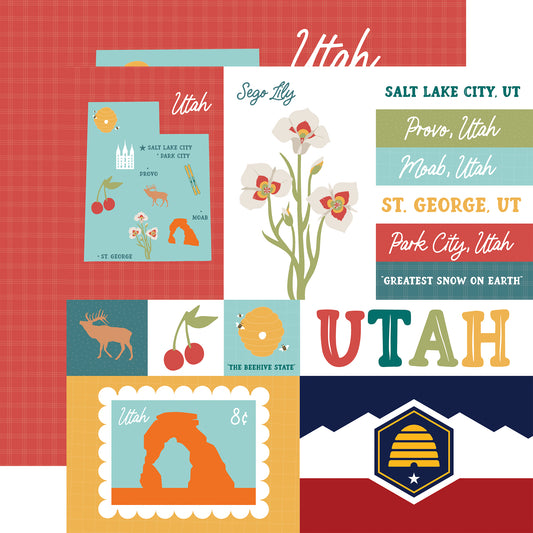 Echo Park - Our United States Collection - 12 x 12 Double Sided Paper - Utah