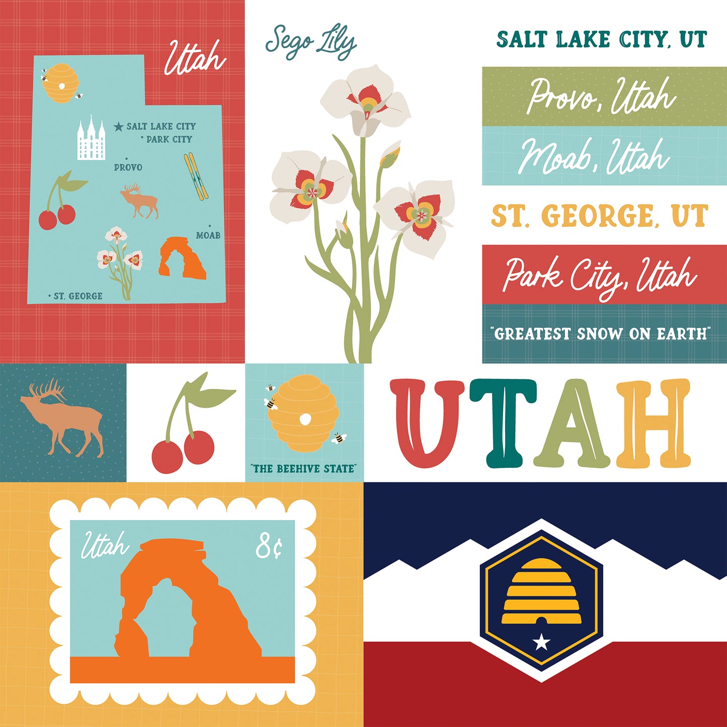 Echo Park - Our United States Collection - 12 x 12 Double Sided Paper - Utah