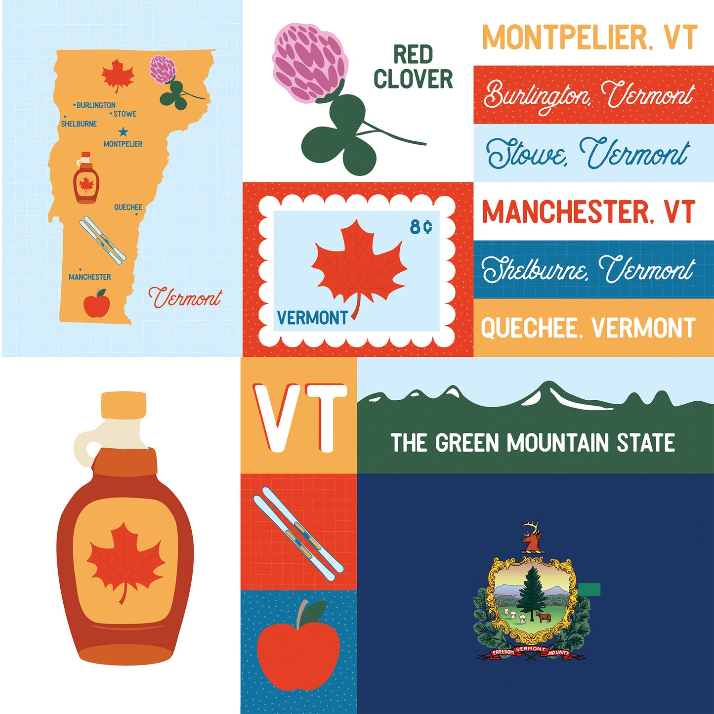 Echo Park - Our United States Collection - 12 x 12 Double Sided Paper - Vermont