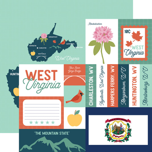 Echo Park - Our United States Collection - 12 x 12 Double Sided Paper - West Virginia