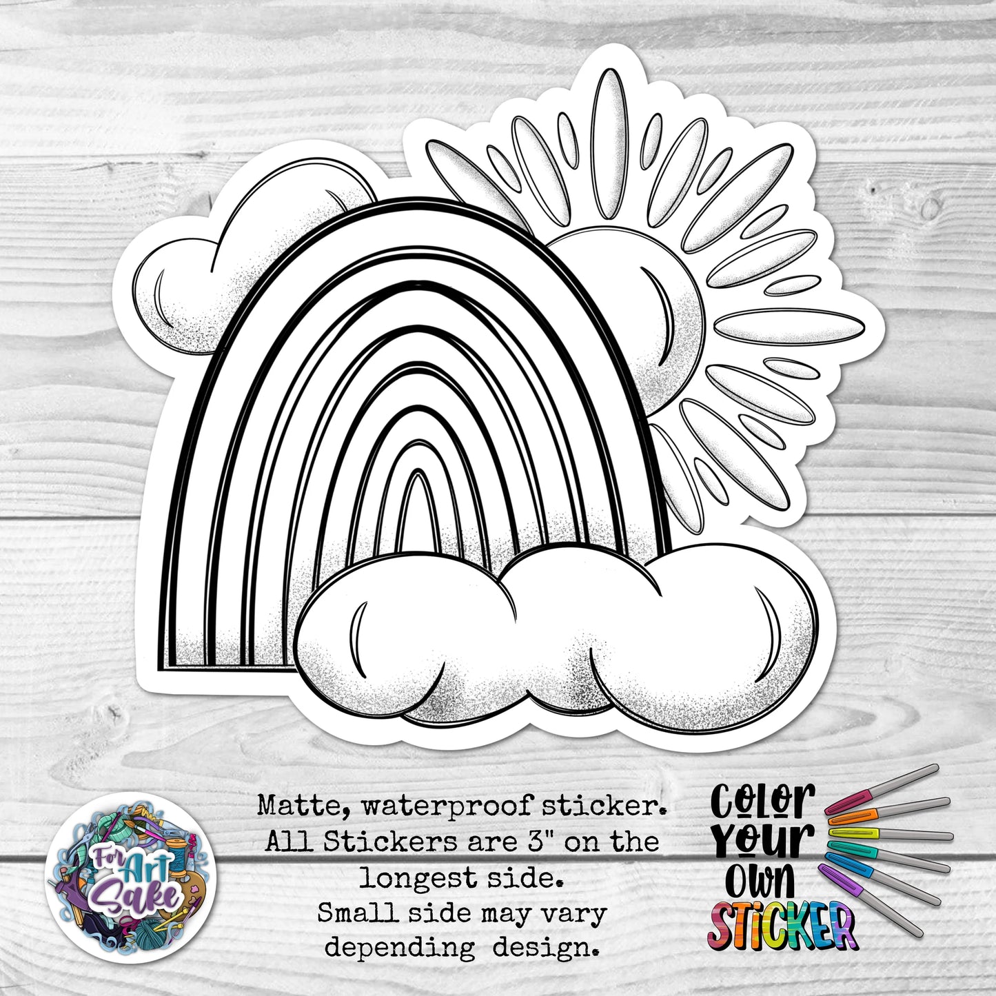 For Art Sake Stickers -  3" Sticker -CYO - Rainbow