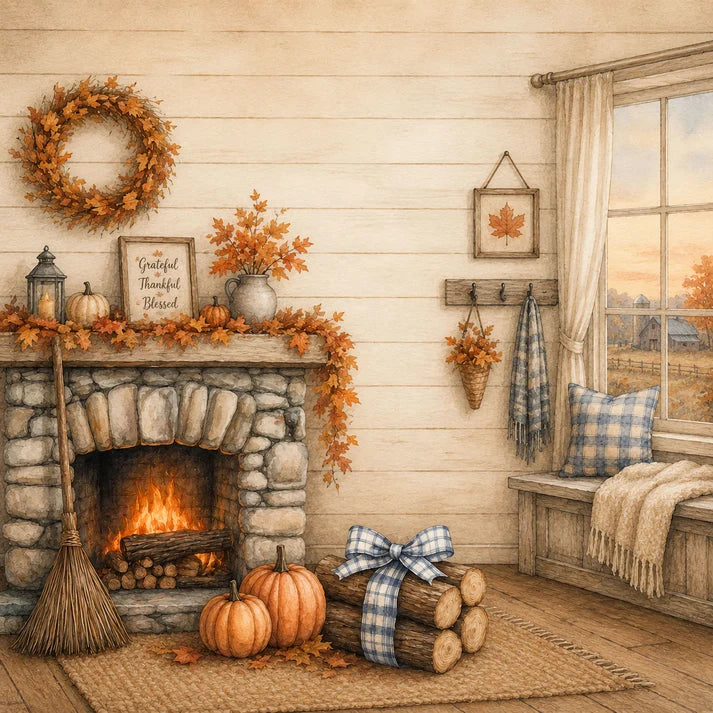 SSC - Pumpkin Cottage Collection - 12 x 12 Double-Sided Paper - Fireside Harvest