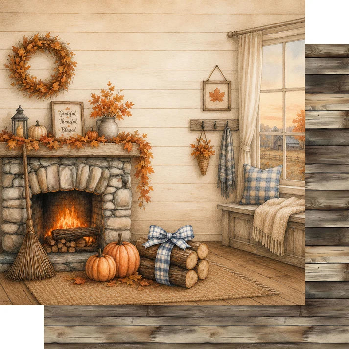 SSC - Pumpkin Cottage Collection - 12 x 12 Double-Sided Paper - Fireside Harvest