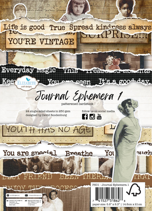 Elizabeth Craft Designs - Hello You Collection - 6 x 8 Paper Pack - Journal Ephemera 1