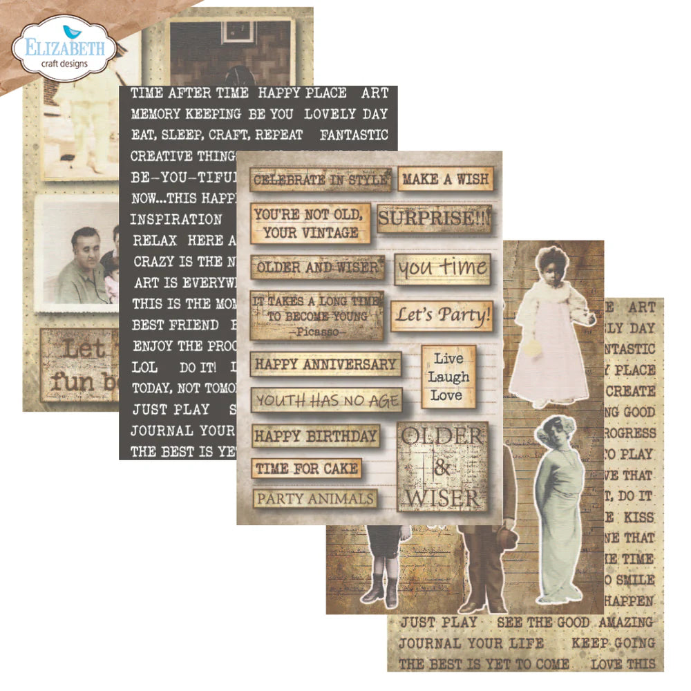 Elizabeth Craft Designs - Hello You Collection - 6 x 8 Paper Pack - Journal Ephemera 1