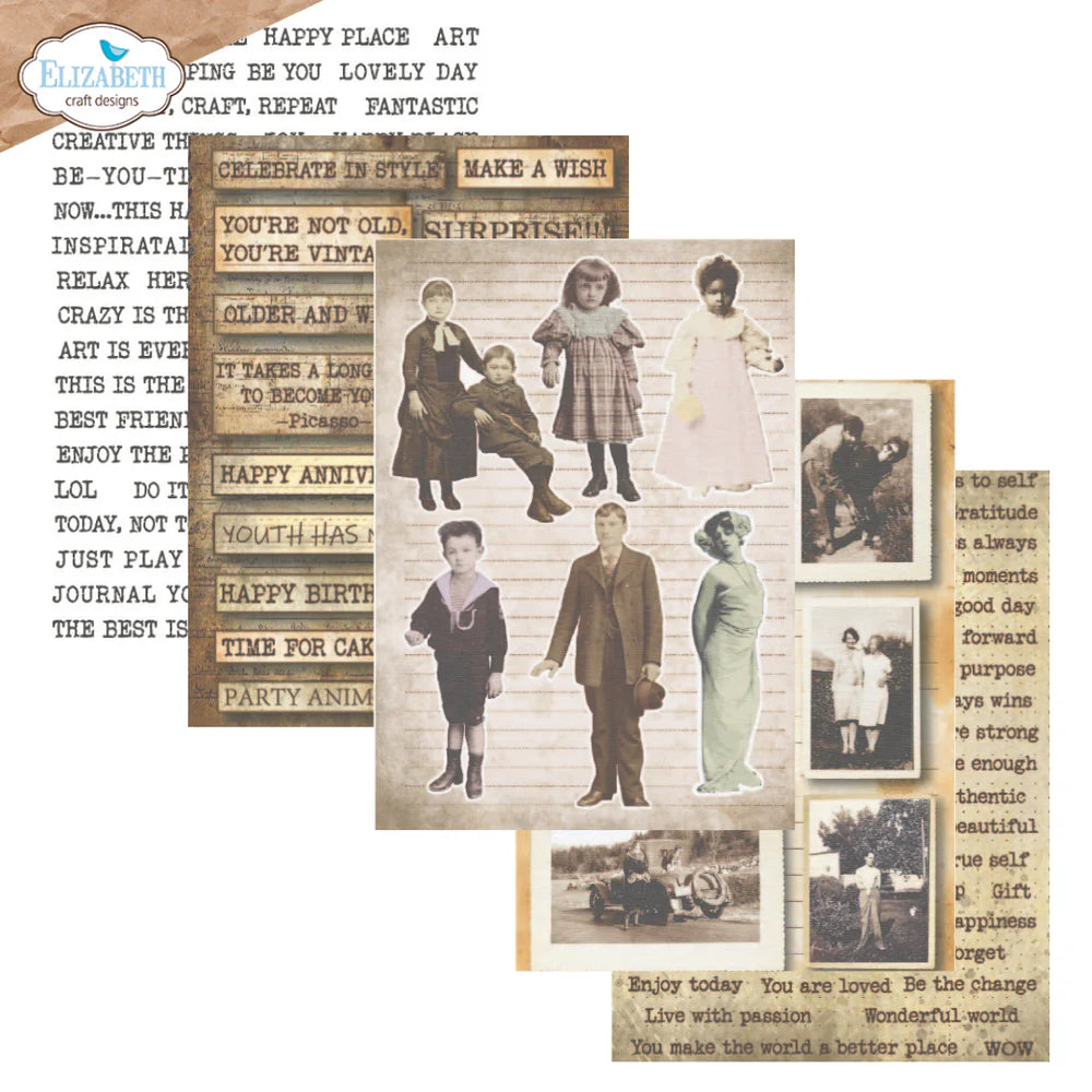 Elizabeth Craft Designs - Hello You Collection - 6 x 8 Paper Pack - Journal Ephemera 1