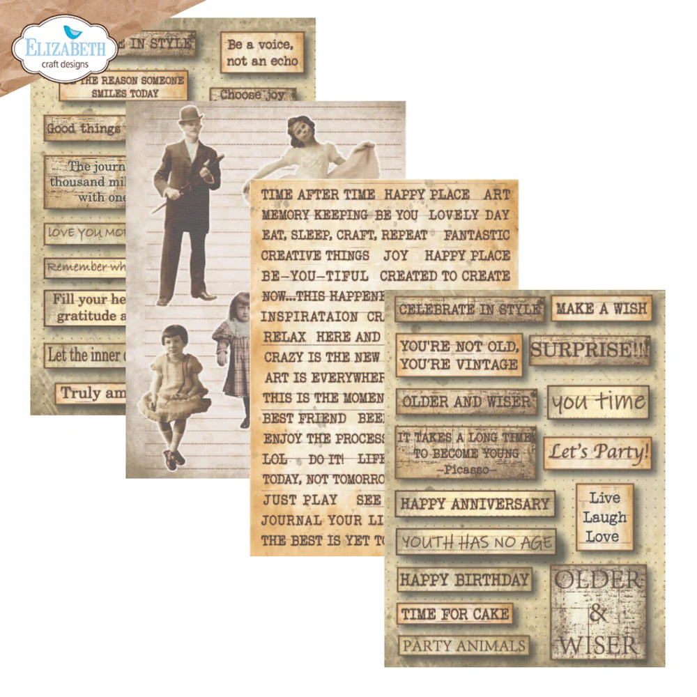 Elizabeth Craft Designs - Hello You Collection - 6 x 8 Paper Pack - Journal Ephemera 1